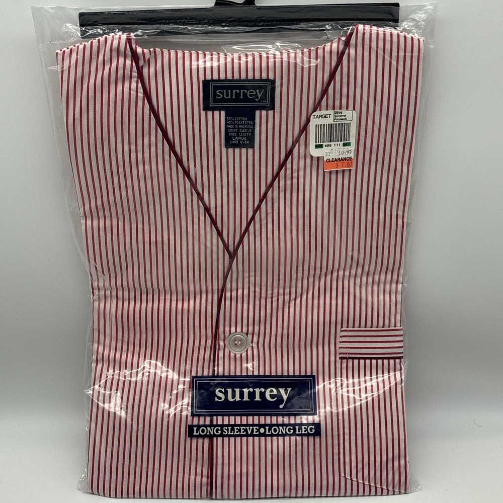 New Old Stock Surrey Pajamas Mens Size L Short Sleeve Knee Length PJs 1990s